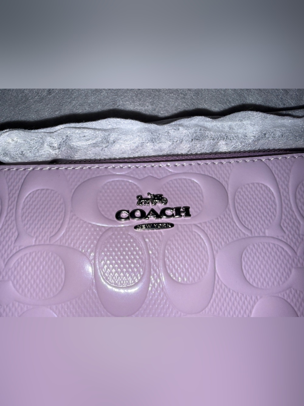 Coach purple leather corner zip wristlet with heart charm NWT - Picture 3 of 6